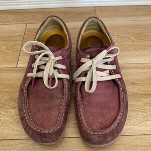 Ecco Womens Burgundy Loafer Style Lace Up Sneakers Size 8
